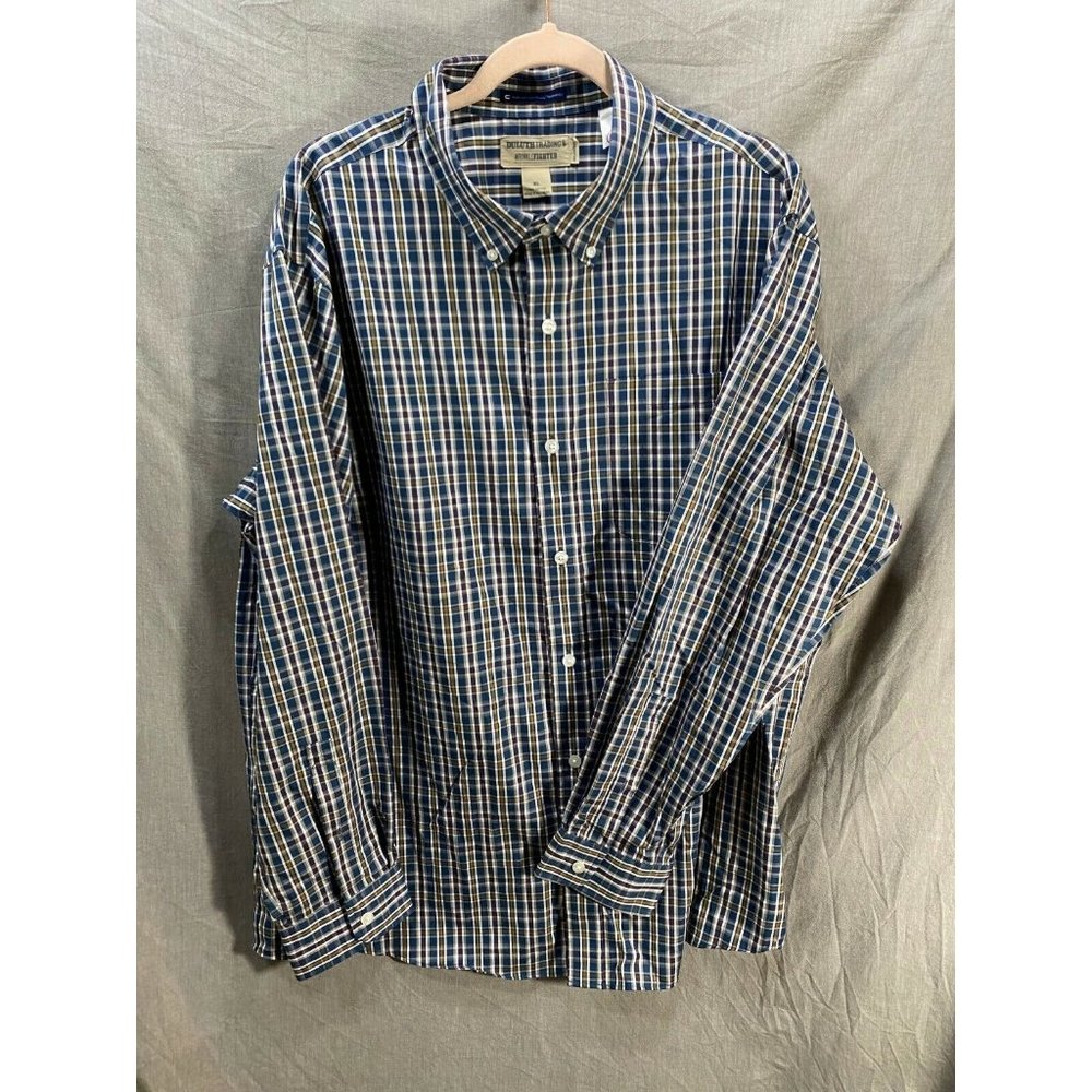 Duluth Trading Co. Button Up Shirt Adult XL Blue Plaid Long‎ Sleeve Casual Mens.